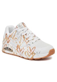 skechers - Buty na co dzień damskie SKECHERS UNO METALLIC LOVE eko skóra. Okazja: na co dzień. Kolor: biały. Materiał: skóra. Model: Skechers Sport. Sport: turystyka piesza