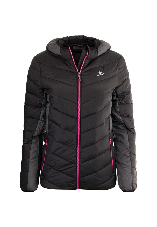 CONOR - Kurtka zimowa damska Athl. DPT Salome S - czarna. Kolor: wielokolorowy, czarny, różowy. Sezon: zima