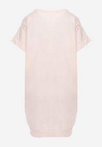 Renee - Jasnoróżowa T-shirtowa Sukienka Pudełkowa z Elastycznej Bawełny Ellensa. Kolor: różowy. Materiał: bawełna. Styl: wakacyjny. Długość: mini #3