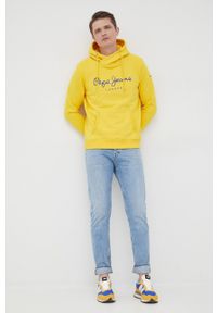 Pepe Jeans bluza bawełniana GEORGE HOODY męska kolor żółty z kapturem z aplikacją. Typ kołnierza: kaptur. Kolor: żółty. Materiał: bawełna. Wzór: aplikacja #3
