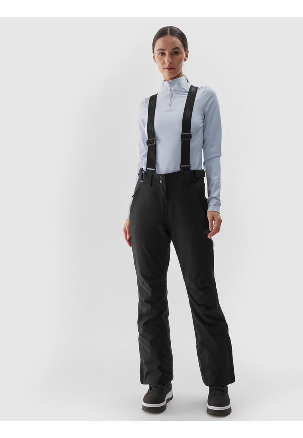 4f - 4F Spodnie narciarskie membrana 5000 damskie - czarne L. Kolor: czarny. Materiał: materiał, tkanina, dzianina, poliester. Wzór: gładki. Sezon: zima. Sport: narciarstwo
