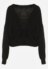 Born2be - Czarny Sweter Oversize z Domieszką Wełny z Oryginalnym Dekoltem Lawedia. Okazja: na co dzień. Kolor: czarny. Materiał: wełna. Styl: casual, elegancki, klasyczny #4