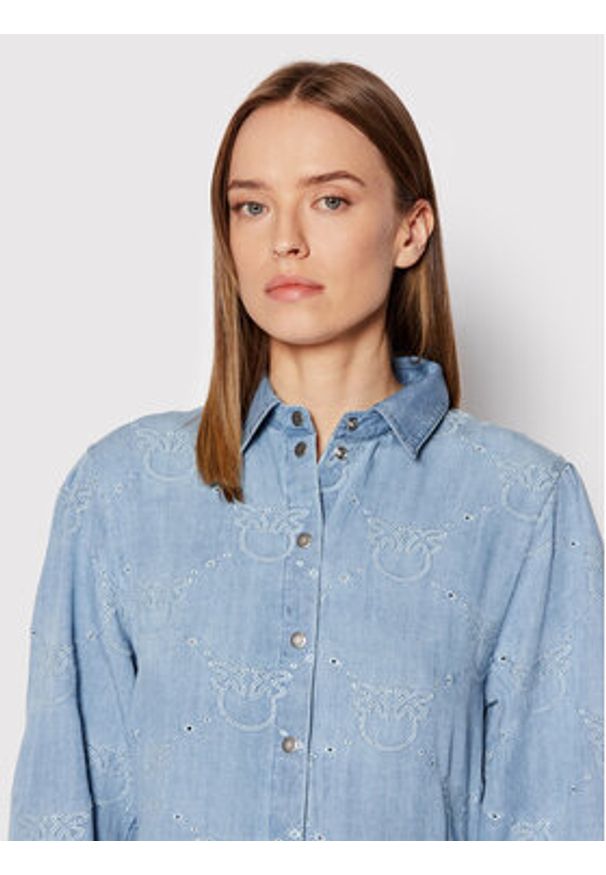 Pinko Sukienka koszulowa Distratta 1J10UV Y85P Błękitny Regular Fit. Kolor: niebieski. Materiał: lyocell. Typ sukienki: koszulowe