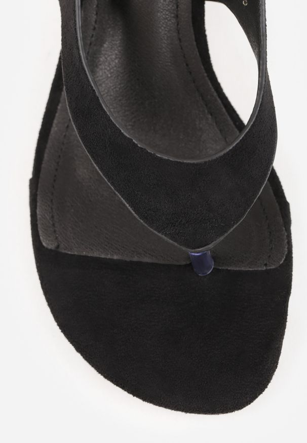 Renee - Czarne Sandały VICES Japonki na Obcasie Kaczuszka Nesadella. Kolor: czarny. Obcas: na obcasie. Styl: wakacyjny. Wysokość obcasa: średni