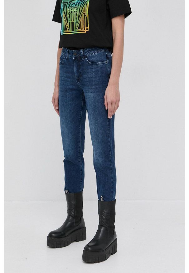 Karl Lagerfeld Jeansy damskie medium waist. Kolor: niebieski