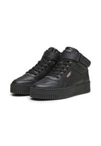 Puma - Damskie sneakersy Carina Street Mid PUMA Black Rose Gold Metallic. Kolor: żółty, wielokolorowy, czarny, szary. Materiał: guma, skóra, tkanina, materiał, syntetyk. Sezon: lato