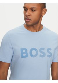 BOSS T-Shirt Tape Logo 50530990 Błękitny Regular Fit. Kolor: niebieski. Materiał: bawełna #5