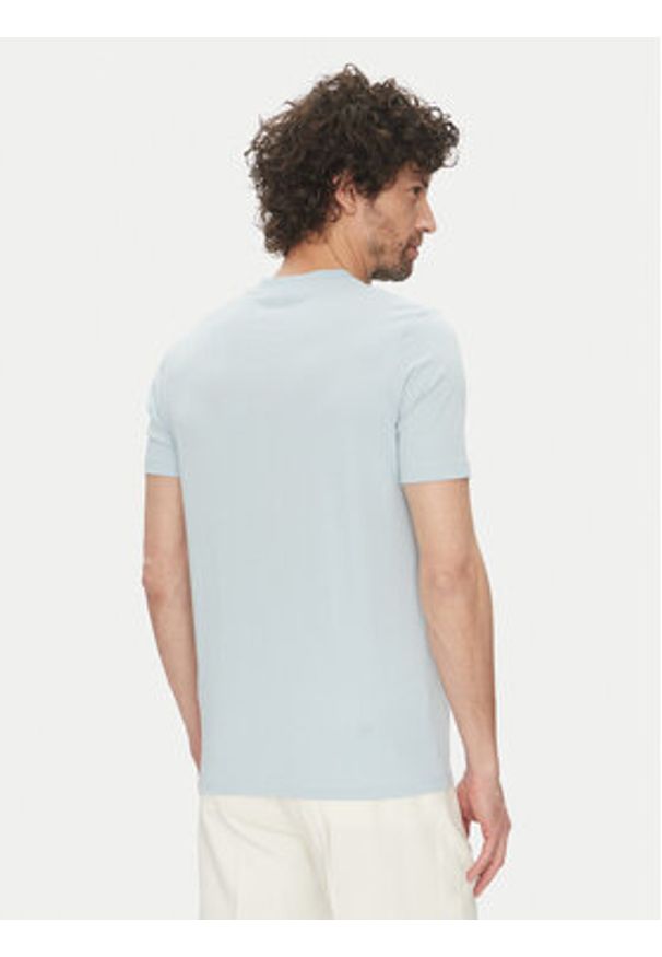 Karl Lagerfeld - KARL LAGERFELD T-Shirt 755710 552224 Błękitny Regular Fit. Typ kołnierza: dekolt w karo. Kolor: niebieski. Materiał: bawełna