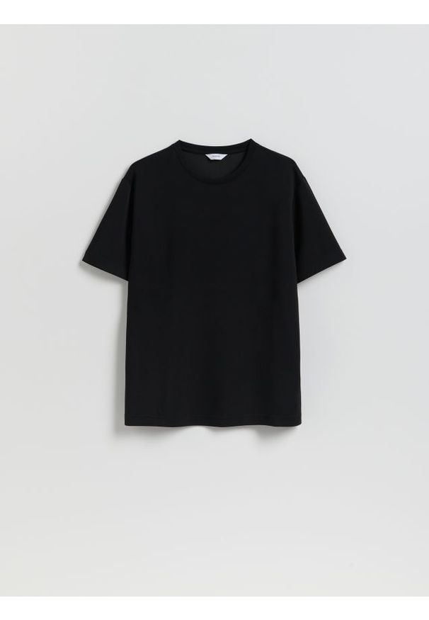 Reserved - T-shirt regular fit z modalem - czarny. Kolor: czarny. Materiał: dzianina