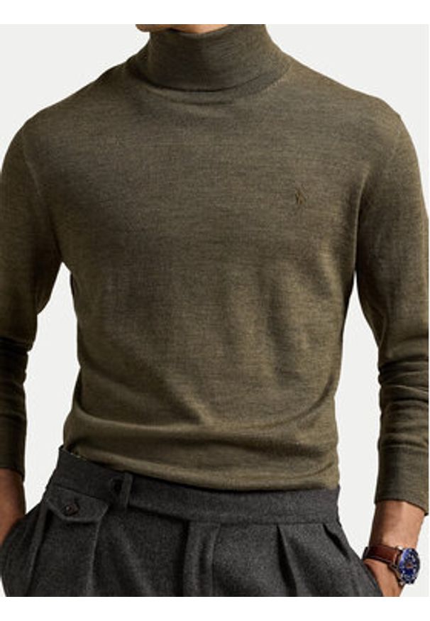 Polo Ralph Lauren Golf 710946145006 Zielony Regular Fit. Typ kołnierza: golf, polo. Kolor: zielony. Materiał: wełna
