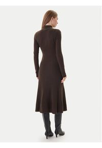 TOMMY HILFIGER - Tommy Hilfiger Sukienka dzianinowa WW0WW47303 Brązowy Regular Fit. Kolor: brązowy. Materiał: wełna #4