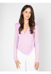 Patrizia Pepe Bluzka | 8M1492/J013 | Kobieta | Fioletowy. Okazja: na co dzień. Kolor: fioletowy. Materiał: wiskoza, elastan. Długość: długie. Styl: elegancki, casual #3