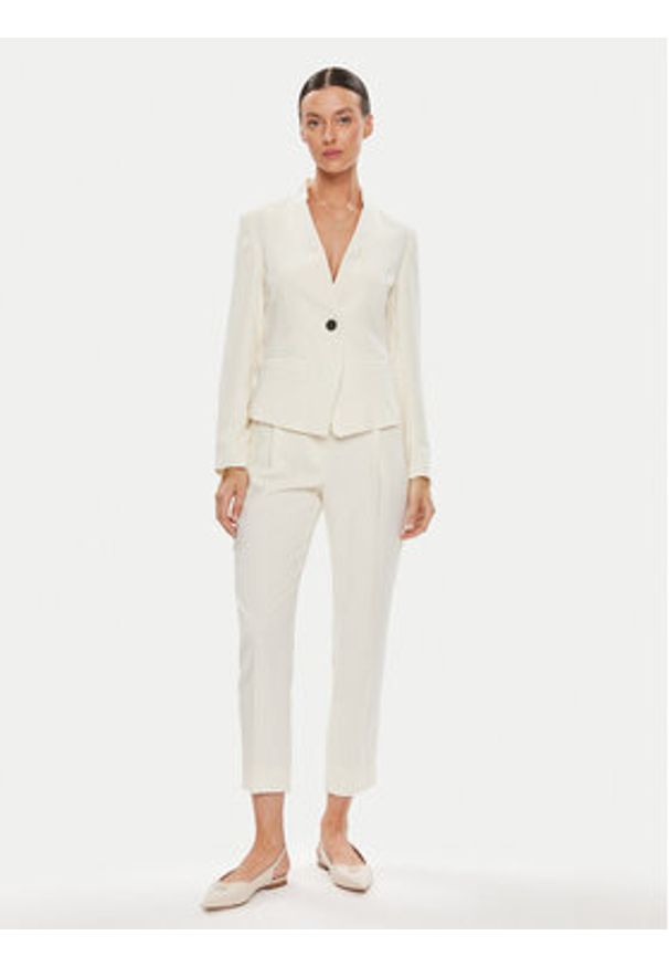 Marella Spodnie materiałowe Izabel 31310511200 Écru Regular Fit. Kolor: kremowy. Materiał: syntetyk