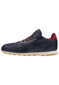 Buty do chodzenia dla dzieci Reebok CL Leather. Kolor: niebieski. Materiał: skóra, syntetyk, tkanina, materiał. Model: Reebok Classic. Sport: turystyka piesza