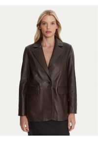 Marella Marynarka Icone 2523446044 Brązowy Regular Fit. Kolor: brązowy. Materiał: skóra