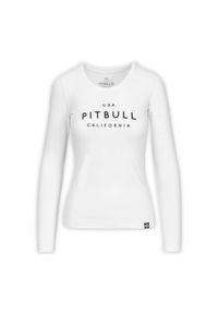 PITBULL - Longsleeve damski Pitbull Usa Cal Slim Fit. Kolor: biały. Długość rękawa: długi rękaw