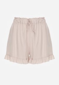 Renee - Beżowe Szorty Agathima. Okazja: na co dzień. Kolor: beżowy. Materiał: materiał, wiskoza. Długość: krótkie. Wzór: gładki, nadruk, aplikacja. Styl: casual, elegancki #7