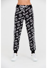 Just Cavalli - JUST CAVALLI Czarne damskie spodnie dresowe Logo Tigre, Rozmiar S. Kolor: czarny. Materiał: dresówka #1