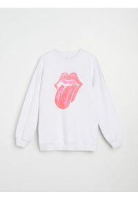 Sinsay - Bluza z nadrukiem The Rolling Stones - kremowy. Kolor: kremowy. Wzór: nadruk