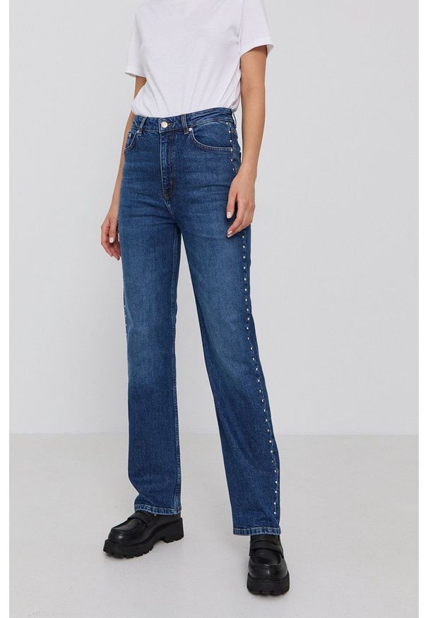 The Kooples Jeansy damskie medium waist. Kolor: niebieski
