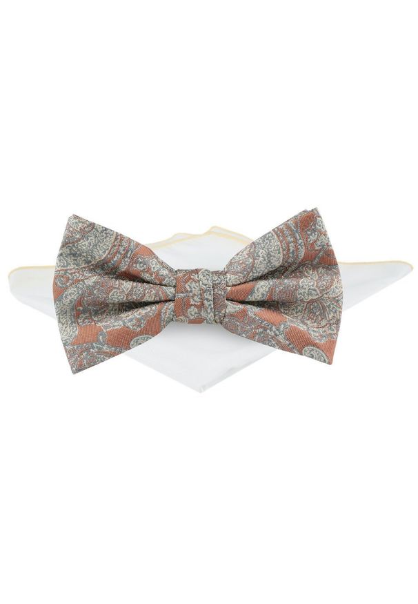 Męska Mucha w Komplecie z Poszetką - Chattier - Blada Pomarańcza. Styl: sportowy, elegancki