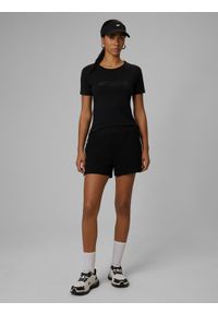 4f - 4F T-shirt slim z nadrukiem damski - czarny XS. Okazja: na co dzień. Kolor: czarny. Materiał: materiał. Wzór: nadruk. Styl: casual #2