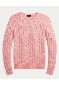 Ralph Lauren - RALPH LAUREN - Różowy sweter z domieszką wełny. Typ kołnierza: polo. Kolor: różowy, wielokolorowy, fioletowy. Materiał: wełna. Długość: długie. Wzór: haft. Styl: elegancki #3