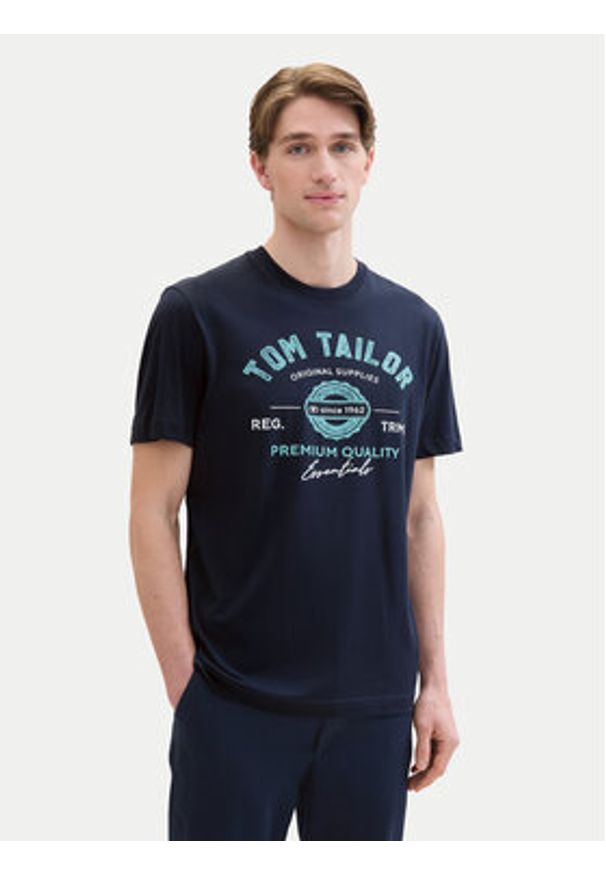 Tom Tailor T-Shirt 1037735 Granatowy Regular Fit. Kolor: niebieski. Materiał: bawełna