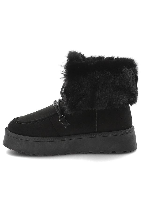Big-Star - Czarne Śniegowce Big Star Ocieplane Obuwie Damskie. Kolor: czarny. Materiał: futro. Szerokość cholewki: normalna. Sezon: zima. Styl: klasyczny, elegancki