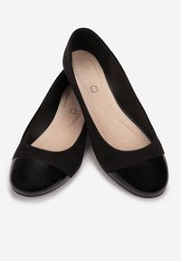 Born2be - Czarne Balerinki Adreavianna. Nosek buta: okrągły. Zapięcie: bez zapięcia. Kolor: czarny. Materiał: nubuk, skóra ekologiczna, lakier, syntetyk. Wzór: aplikacja. Obcas: na obcasie. Styl: wizytowy, elegancki #2