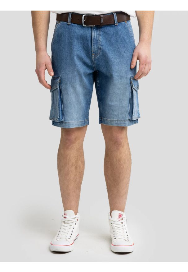 Big-Star - Szorty męskie jeansowe cargo niebieskie Morris 418. Kolor: niebieski. Materiał: jeans. Sezon: lato
