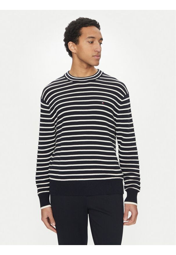TOMMY HILFIGER - Tommy Hilfiger Sweter Breton MW0MW38944 Granatowy Regular Fit. Kolor: niebieski. Materiał: bawełna