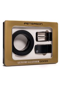 Zestaw prezentowy Peterson PTN ZM2 czarny. Kolor: czarny. Materiał: skóra, jeans #1