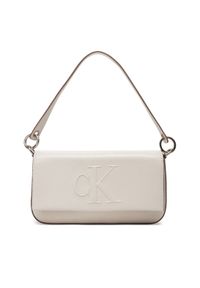 Calvin Klein Jeans Torebka Sculpted Flap Shoulder Pouch25 LV04K3148G Écru. Materiał: skórzane