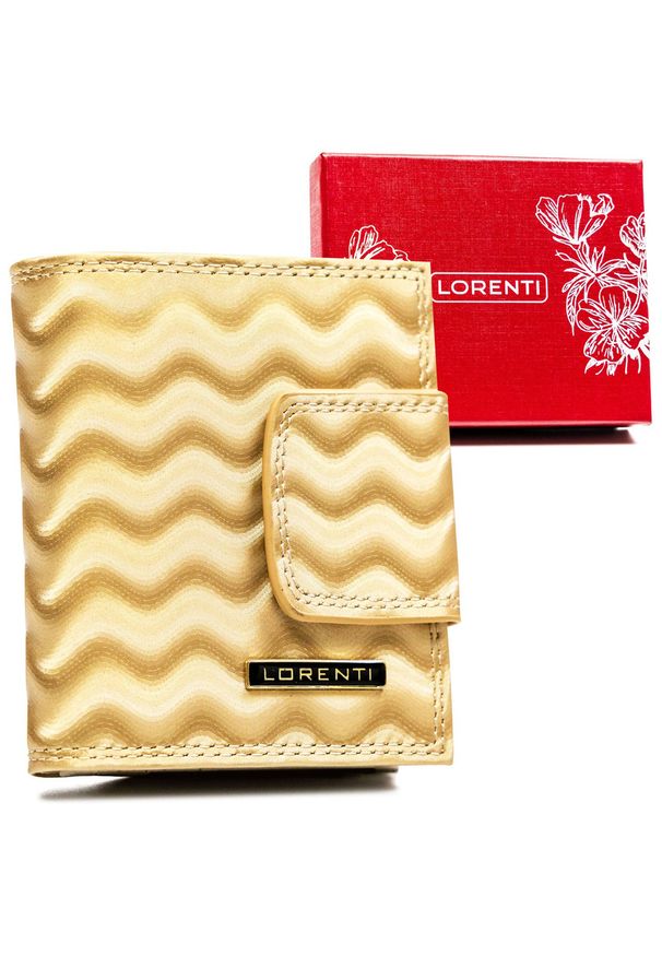 LORENTI - Portfel damski Lorenti 42329-WAV złoty. Kolor: złoty. Materiał: skóra
