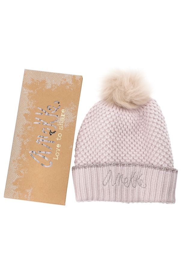 Różowa Ciepła Damska Czapka Anekke. Kolor: różowy. Materiał: materiał. Wzór: haft. Sezon: zima. Styl: elegancki