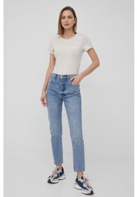 Calvin Klein Jeans T-shirt bawełniany (2-pack) J20J216466.PPYY kolor beżowy. Kolor: beżowy. Materiał: bawełna. Wzór: nadruk #2