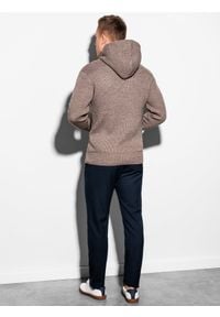 Ombre Clothing - Sweter męski E181 - brązowy - S. Kolor: brązowy. Materiał: akryl #2