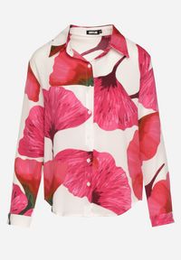 Born2be - Biało-Fuksjowa Koszula o Klasycznym Kroju we Florystyczny Wzór Rubuselle. Kolor: biały. Styl: klasyczny #6
