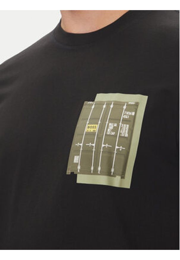 BOSS T-Shirt Te_Container 50546920 Czarny Regular Fit. Kolor: czarny. Materiał: bawełna