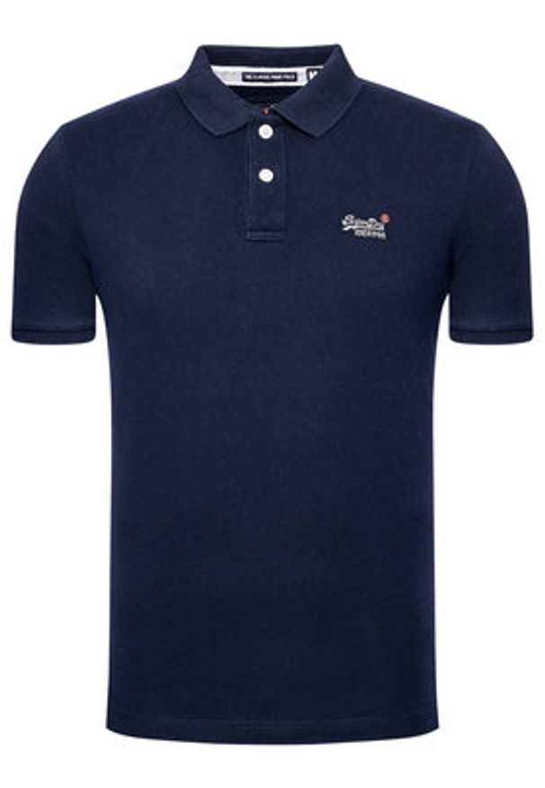 Superdry Polo Classic Pique M1110031A Granatowy Regular Fit. Typ kołnierza: polo. Kolor: niebieski. Materiał: bawełna