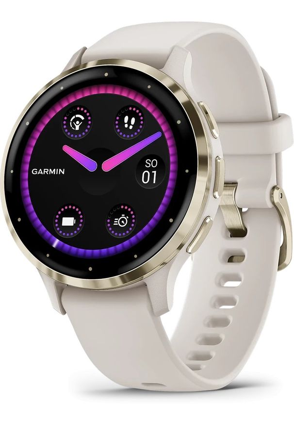GARMIN - Zegarek sportowy Garmin Venu 3S Kremowy (010-02785-04). Kolor: kremowy. Styl: sportowy