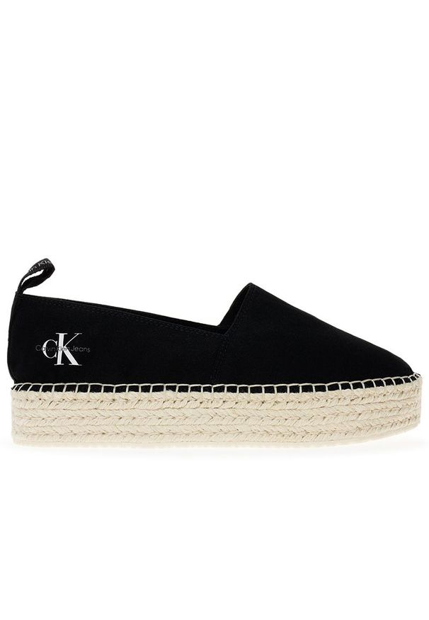 Buty Calvin Klein Platform Espadrille ML BTW YW0YW01378-BEH - czarne. Kolor: czarny. Materiał: tkanina, guma. Szerokość cholewki: normalna. Obcas: na platformie