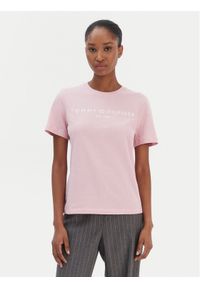TOMMY HILFIGER - Tommy Hilfiger T-Shirt Logo WW0WW40276 Różowy Regular Fit. Kolor: różowy. Materiał: bawełna #1