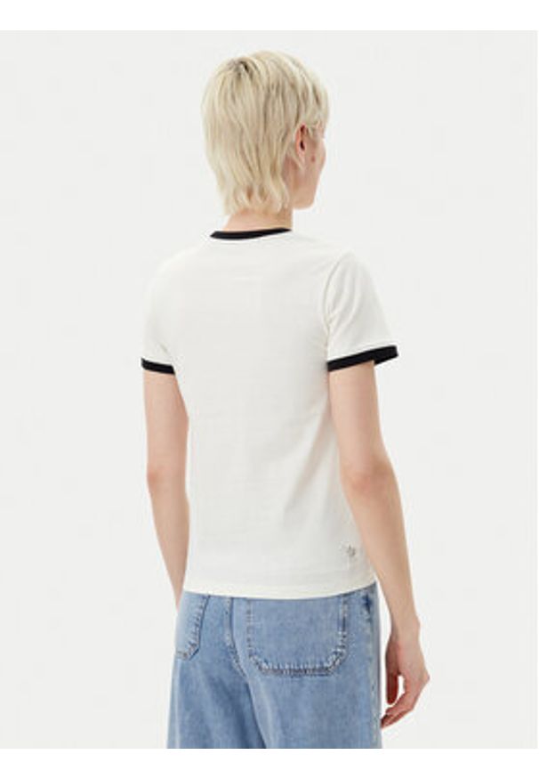 Karl Lagerfeld - KARL LAGERFELD T-Shirt A2W17087 Écru Regular Fit. Typ kołnierza: dekolt w karo. Materiał: bawełna