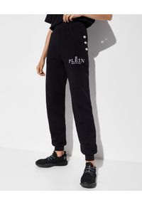 Philipp Plein - PHILIPP PLEIN - Czarne spodnie dresowe z biżuteryjnymi guzikami. Kolor: czarny. Materiał: dresówka. Długość: długie. Wzór: aplikacja, haft