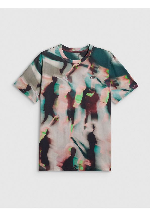 4f - 4F T-shirt regular z nadrukiem męski - multikolor M. Okazja: na co dzień. Kolor: wielokolorowy. Materiał: materiał. Wzór: nadruk. Styl: casual