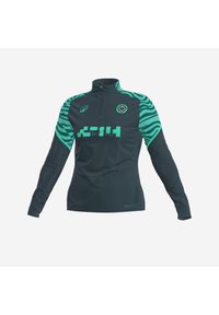 KIPSTA - Bluza piłkarska damska Kipsta Viralto na krótki suwak. Kolor: zielony, niebieski, wielokolorowy. Materiał: elastan, poliester, materiał. Długość: krótkie. Sport: piłka nożna