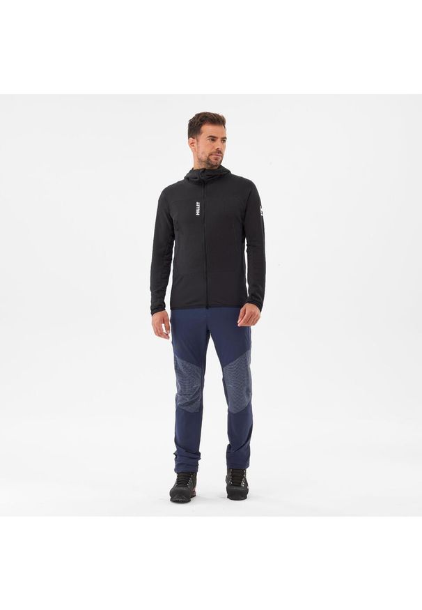 Bluza turystyczna męska Millet Fusion Grid Hoodie active fit POLARTEC Powergrid. Kolor: czarny. Materiał: tkanina. Sport: turystyka piesza