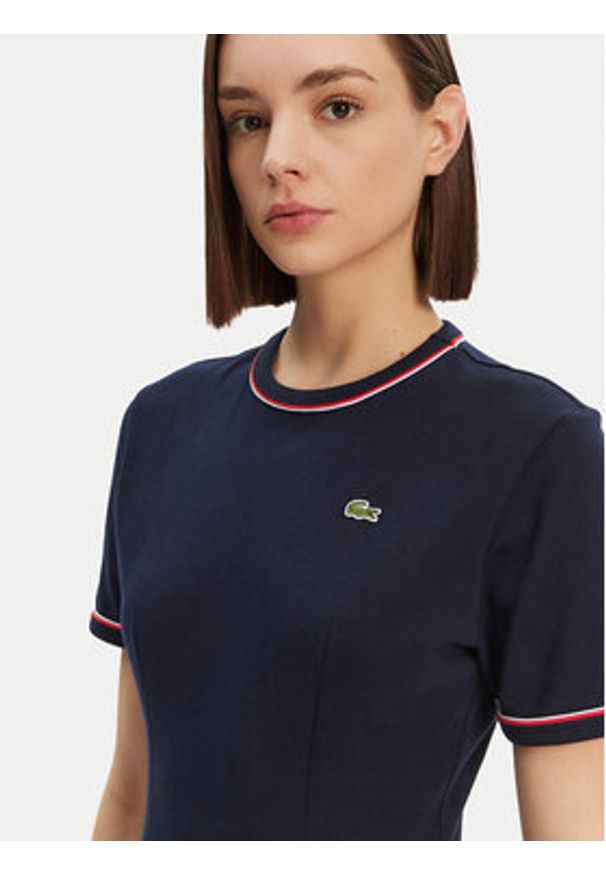 Lacoste Sukienka codzienna EF9988 Granatowy Slim Fit. Okazja: na co dzień. Kolor: niebieski. Materiał: bawełna. Typ sukienki: proste. Styl: casual